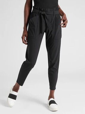 Athleta Arbor Olive Paperbag Waist Cropped Tapered Pants